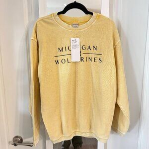 Chicka-d Michigan Wolverines Corded Crewneck Sweatshirt Yellow Size S NWT